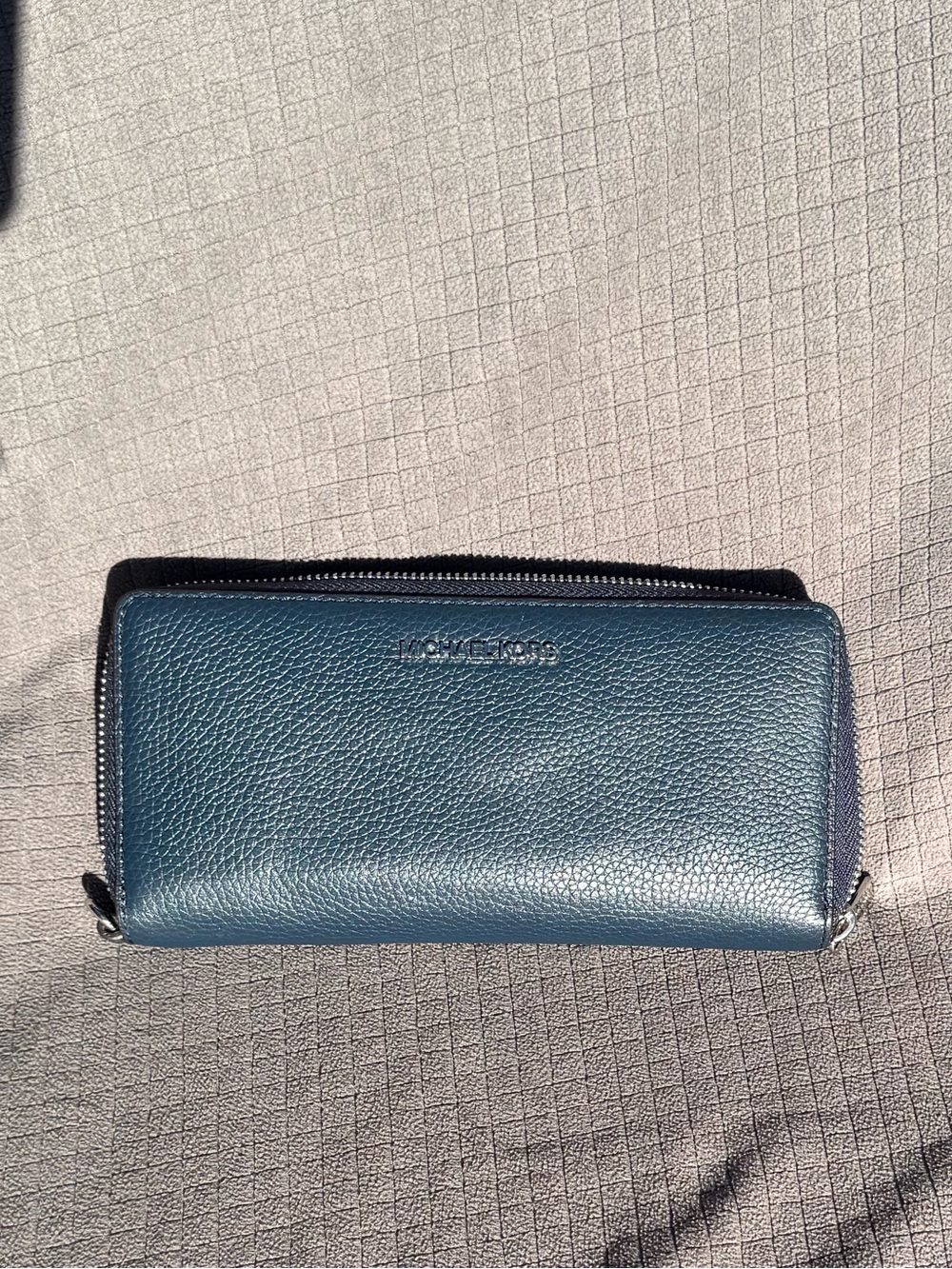 Michael Kors Teal Pebbled Leather Zip Wallet